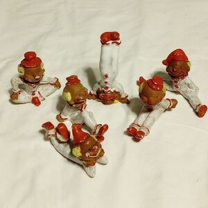 Vintage Set of Six Napcoware Clay Clown Figurines